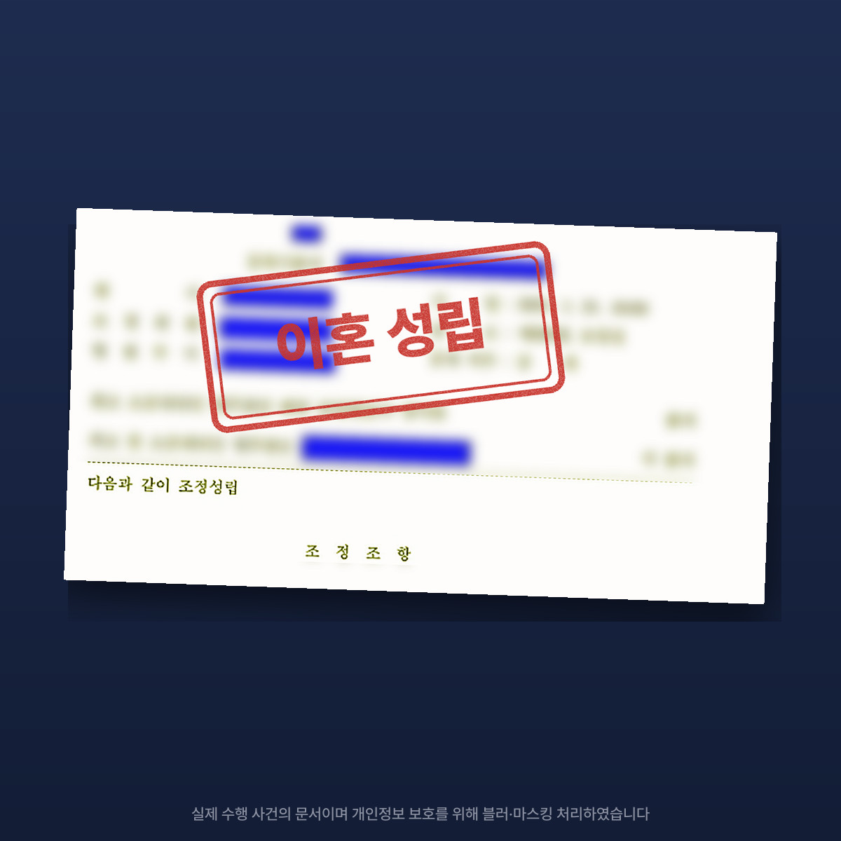 부양료 사전처분·가압류로 출산비용부터 양육비까지 확보 — 마스킹·블러 처리한 조정조서 이미지